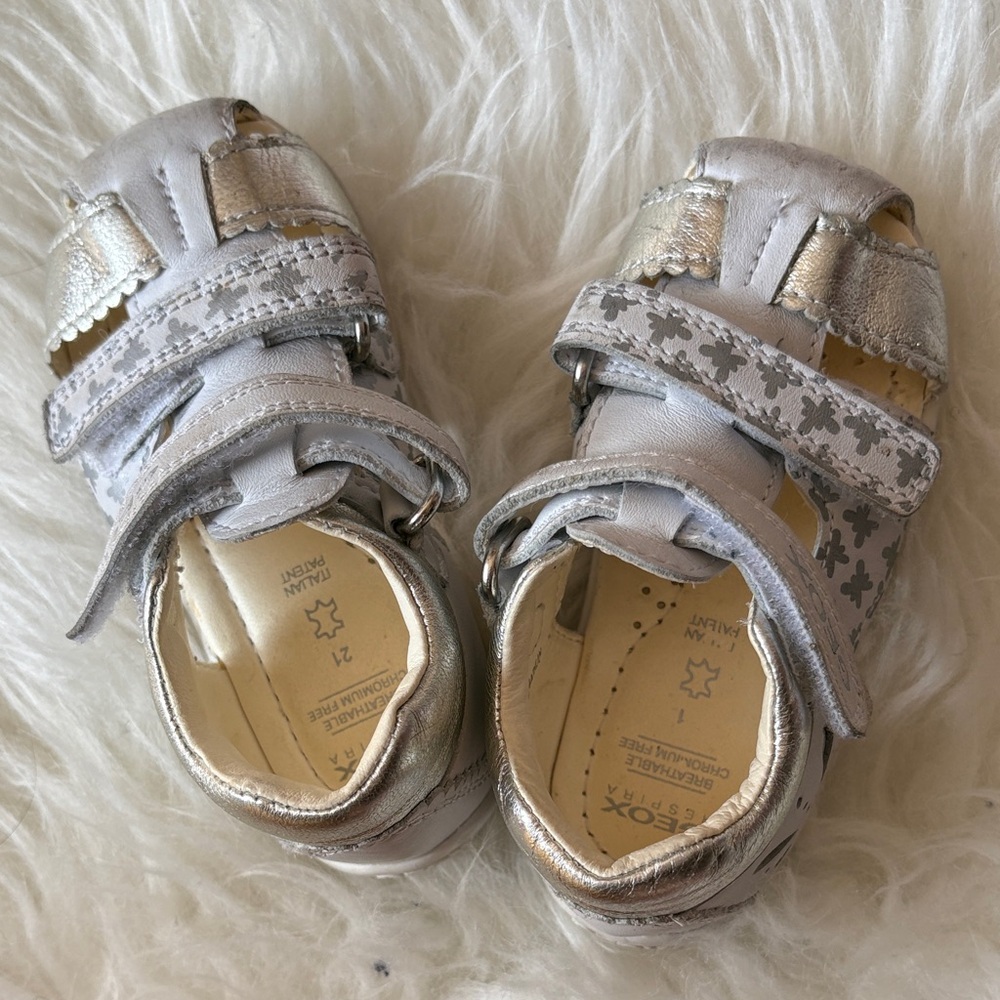 Geox Silver Baby Walker Shoes